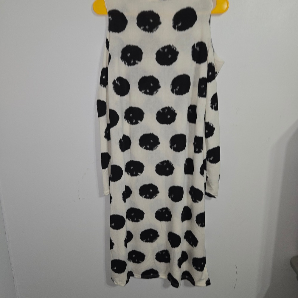 B#5 MVI Women's Large Polka Dot Cold Shoulder Long‎ Sleeve Midi Dress - Picture 4 of 6